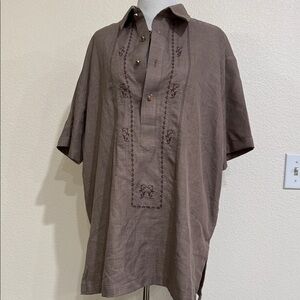 Men's Brown Embroidered Shirt EUC